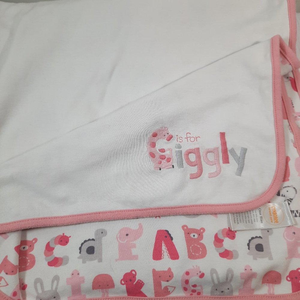 Gymboree Baby Blanket G is for Giggly Giraffe Alphabet‎ Animals Pink safari abcs